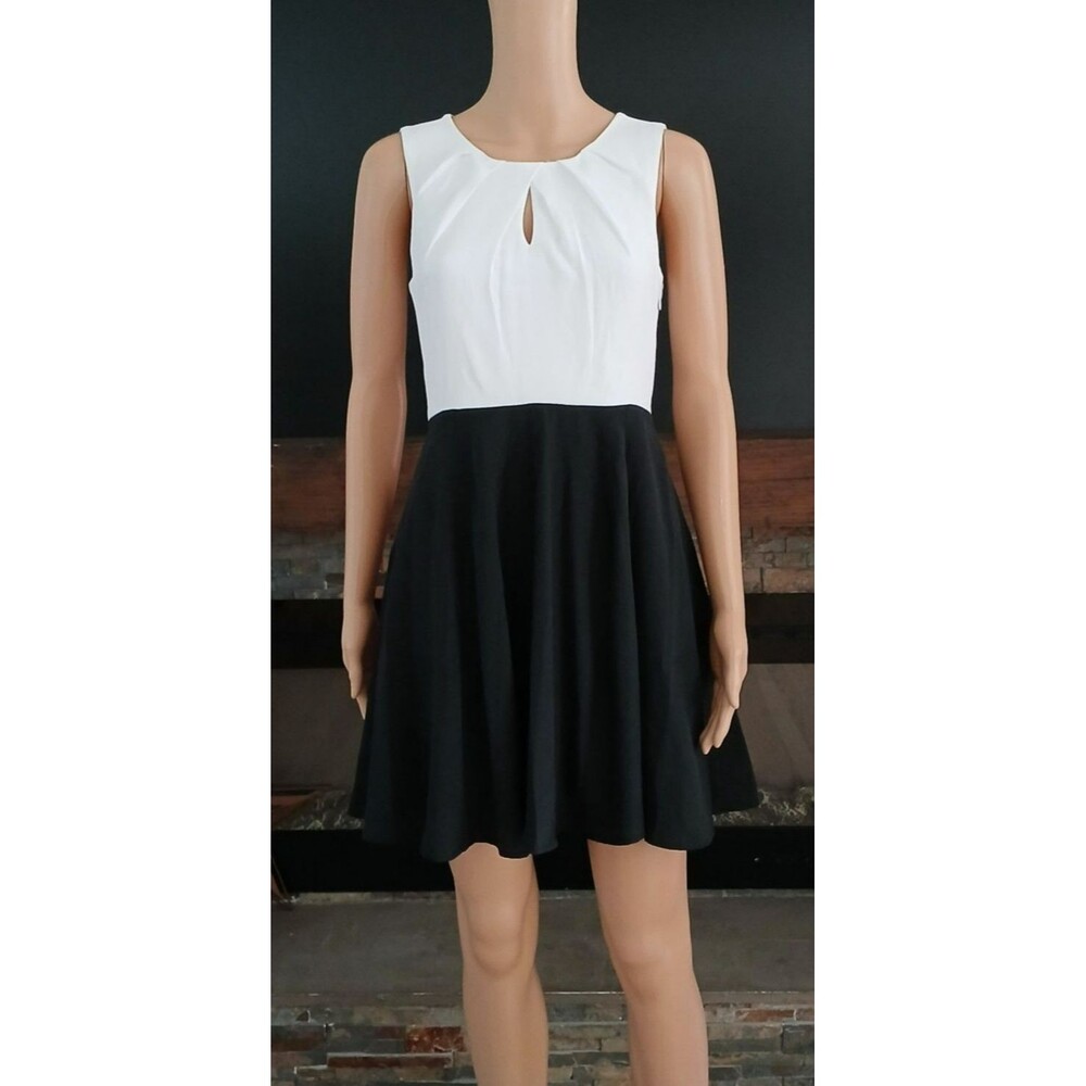 Express Black & White Mini Dress Classy Casual Side Zip Women's Size 2